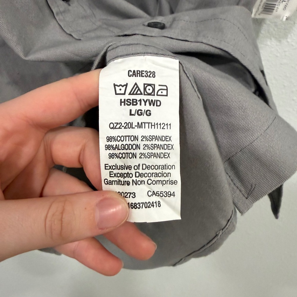 Wrangler Mens All Day Comfort Short Sleeve Button Down Shirt Gray Large HSB1YWD - Picture 3 of 7